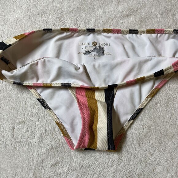 Shade & Shore Hipster Bikini Bottom Striped Women's Size Small Stretch - Picture 6 of 7